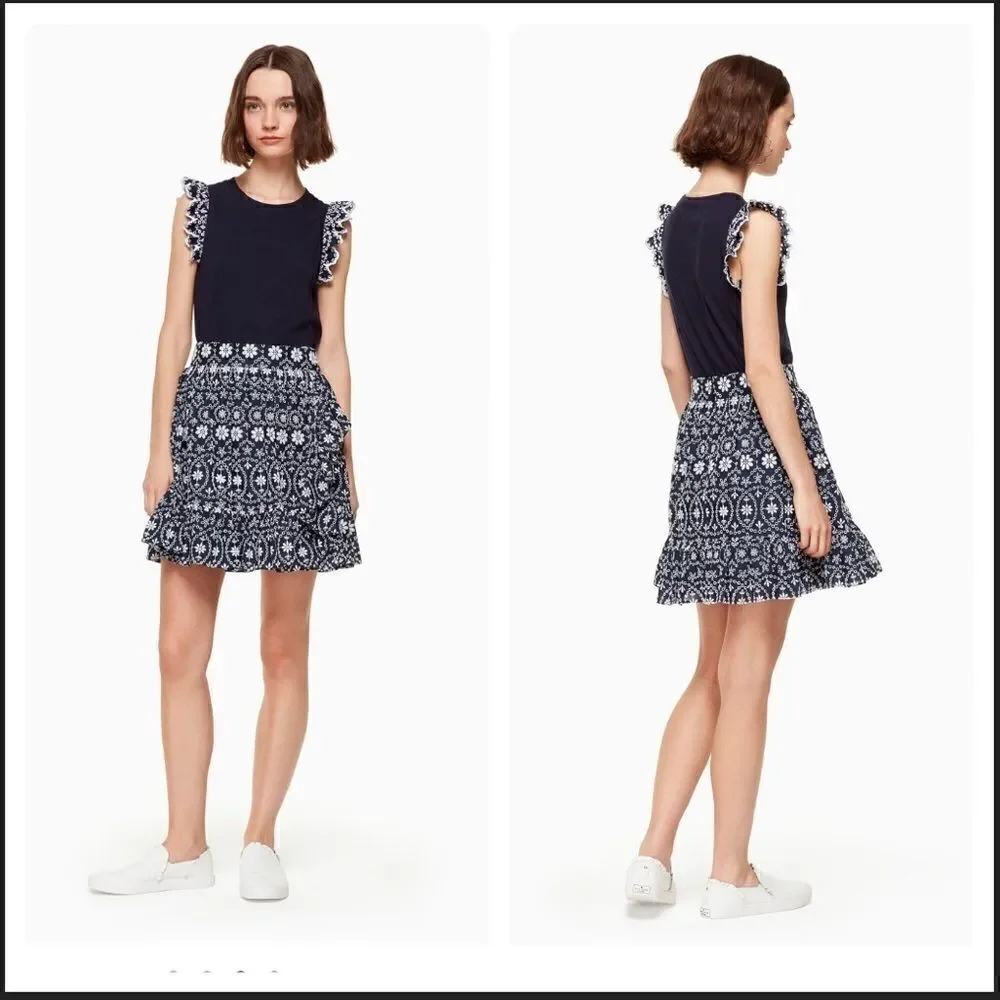 NWT KATE SPADE Shore Thing Eyelet Wrap Skirt SIZE 0